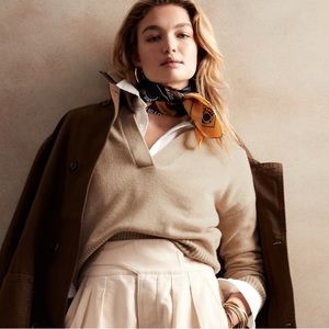 Cashmere Banana Republic Luna polo sweater L New beige twine